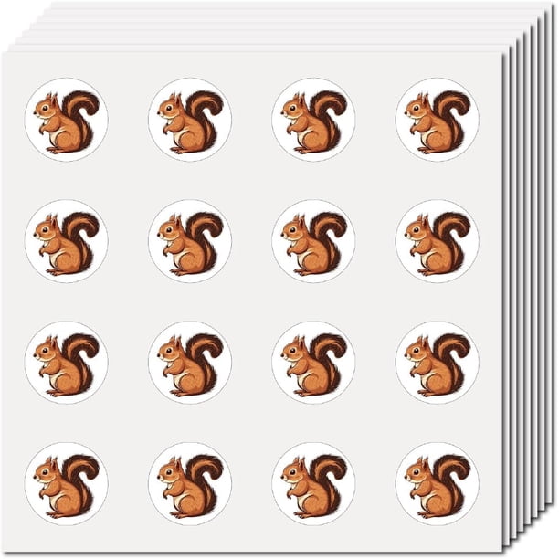 128 pegatinas de ardilla para álbumes de recortes, calcomanías de animales pequeños, autoadhesivas, impermeables, redondas, de dibujos animados
