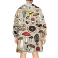thumbnail image 2 of Brown Mushroom Line Light Pattern Wearable Oversized Blanket,Wearable Blanket Hoodie for Adults,Cozy Hooded Blankets with Super Pockets,Super Warm Fuzzy Pullover for Women & Men, 2 of 6