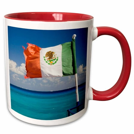 3dRose Mexico, Quintana Roo, Cozumel, Playa de Carmen, flag - SA13 JEG0782 - Julie Eggers - Two Tone Red Mug,