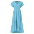 thumbnail image 3 of ZANZEA Femmes Robe Longue V-Cou Manches Courtes Solides Robes Maxi Décontractées, 3 of 5