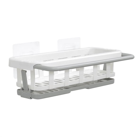 BUYISI Kitchen Sink Sponge Holder Brush Soap Dishcloth Organizer Holder Drain Tray White