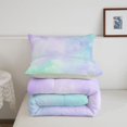 thumbnail image 5 of meiyoeat Purple Green Watercolor Cloud Full Size Comforter Sets,Soft Ombre Print Bedding Comforter Set For Girls,Light Gray Reversible,3 Pieces,1 Comforter and 2 Pillowcases, 5 of 7