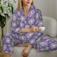 thumbnail image 5 of JUNZAN Daisies Flowers Print Womens Pajama Sets,Long Sleeve Button Down for Women Pjs 2 piece, 5 of 7