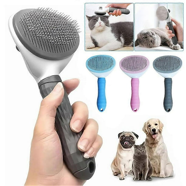 Pet Self-Cleaning Brush for Dogs & Cats, Pet Hair Removal Shedding Brush Cleaner for Pets