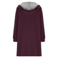 thumbnail image 6 of XPMWRP Women's Oversized Zip Up Hooded Jacket Solid Color Long Sleeved Casual Coats Winter Warm Trendy Mid Length Jacket Red XXXXL, 6 of 7