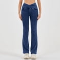 thumbnail image 2 of Women's Jeans Stylish Waistband Elastic Double Pocket Sports Yoga Fitness Jeans Pants Soft Cropped Jeans,Color:Dark Blue,Size:L, 2 of 6
