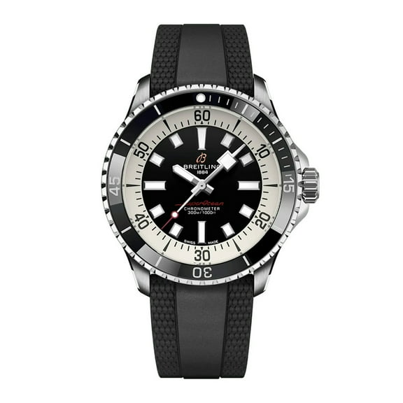 Breitling Superocean Automatic 42 Black Dial Rubber Strap Men's Watch A17375211B1S1
