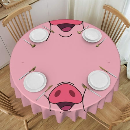 

Tablecloth Pink Pig Table Cloth For Circular Tables Waterproof Resistant Picnic Table Covers For Kitchen Dining/Party
