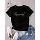 thumbnail image 3 of Camiseta informal de manga corta para mujer con la inscripción "Happy", camiseta blanca clásica para uso diario, cómoda y con cuello redondo. Camiseta deportiva de moda para adultos, hombres, mujeres, 3 of 7