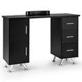 thumbnail image 2 of Costway Wooden Nail Desk Station with Removable Wrist Rest Metal Legs & 3 Drawers, 2 Cabinets Black, 2 of 10