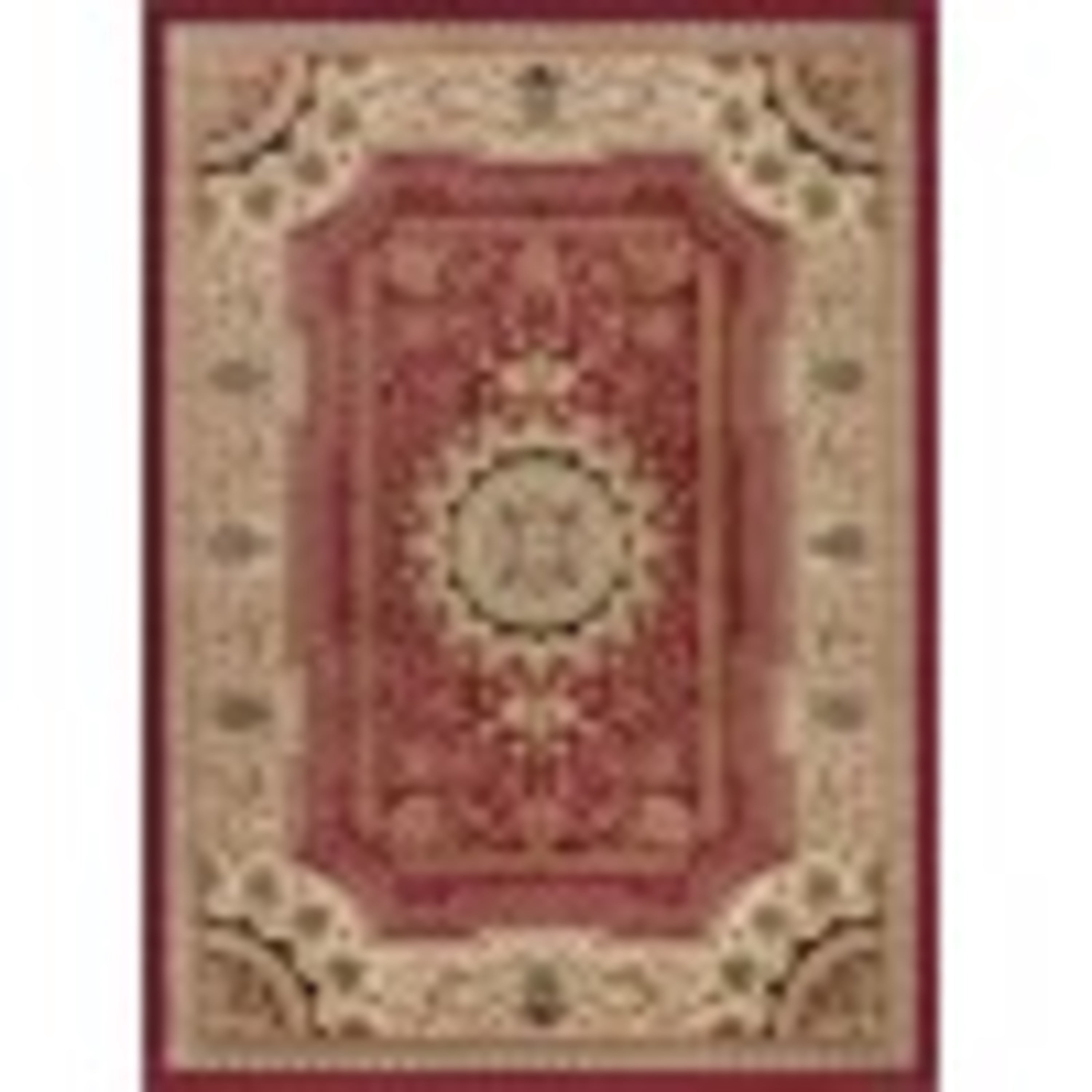 Sensation Traditional 5' x 7' Red and Beige Polypropylene Indoor Area Rug