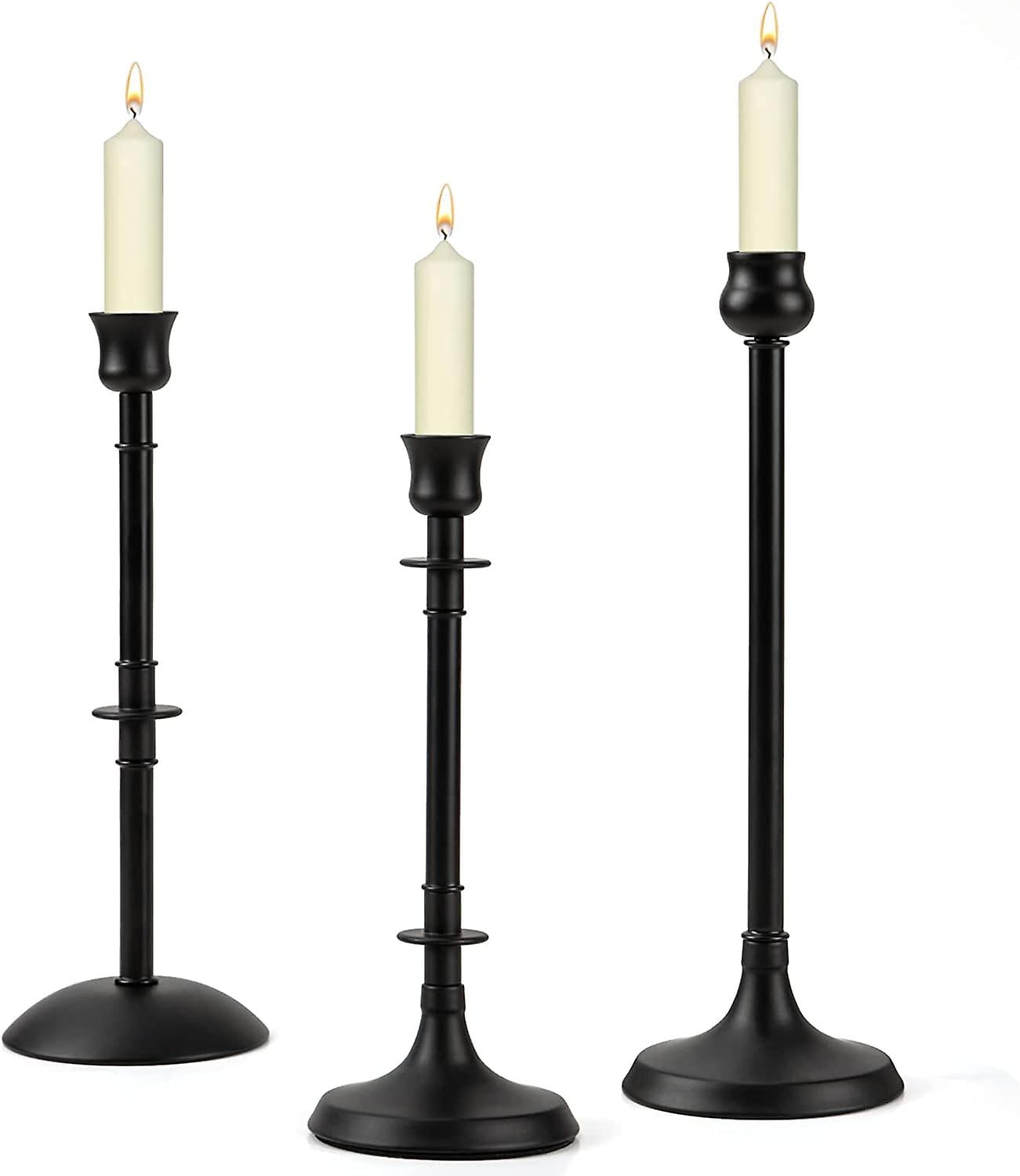Matte Black Taper Candlestick Holders Set Of 3 Metal Taper Candle