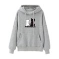 thumbnail image 1 of Sudadera con capucha estampada de manga larga para mujer, tops casuales con capucha y bolsillos para Gris s, 1 of 4