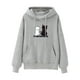 thumbnail image 1 of Sudadera con capucha de manga larga para mujer con bolsillos, estilo casual y moderno, con estampado de gato. Gris s, 1 of 4