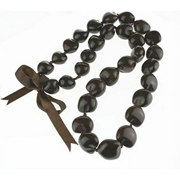 Hawaii Kukui Nut Lei Necklace (Brown)