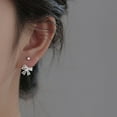 thumbnail image 3 of Solid 925 Sterling Silver Bow Half Hoop Earrings Huggie for Women Teens Bowknot Hoop Earrings Open Hoops, 3 of 7