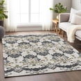 thumbnail image 4 of HomeRoots 663738 10 x 14 ft. Black Beige & Gold Medallion Washable Machine Made Rectangle Area Rug with UV Protection, 4 of 7