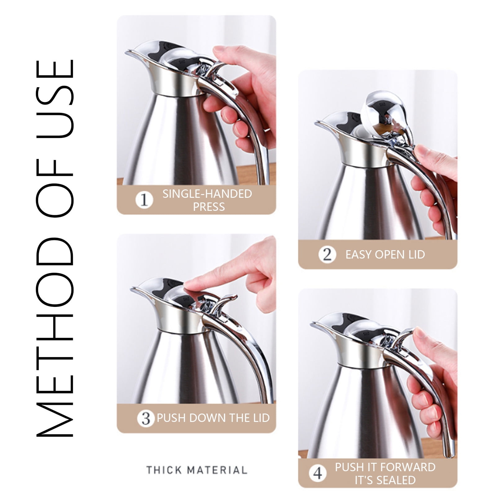 Stainless Steel Thermos, 1.5L, Coffee/Tea Bottle Insulated Keep Cold For Water And Coffee Drink Dispenser