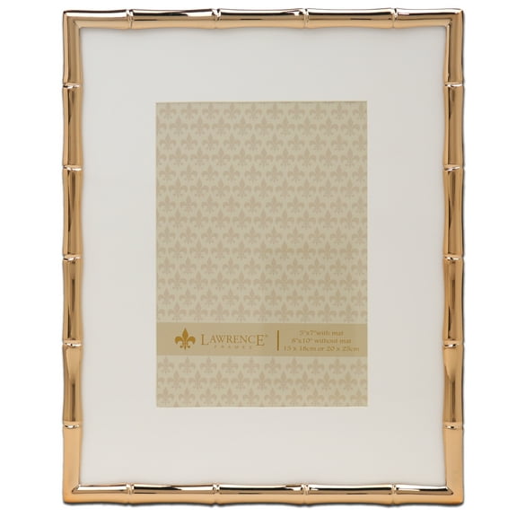 8x10 High Quality Polished Gold Cast Metal Picture Frame - Bamboo Design with Mat for 5x7
