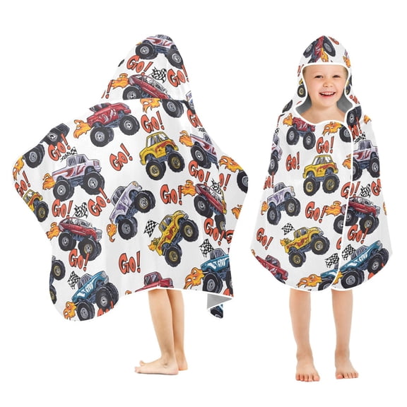 joogoo Monster Trucks Kids Hooded Beach Towel Baby Bath Towel 23.5"x50"