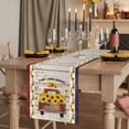 thumbnail image 2 of Vintage Sunflower Truck Table Runner, Wooden Yellow Summer Botanical Floral Cotton Linen Table Runners 72 Inches Long, Dresser Scarf Runner for Dining/Coffee/Kitchen/TV Stands/Cabinets 13''x72'', 2 of 9