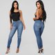 thumbnail image 2 of Las Señoras Personalizaron Los Pantalones Vaqueros Abotonados Rasgados Color Sólido Cintura Alta Pantalones Delgados Delgados Odeerbi ODB-6, 2 of 5