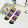 thumbnail image 7 of Rateoe Colorful Glitter Rainbow Pattern Quarter Crew Socks,Toe Seamed Ankle Socks,Cotton Cushioned Breathable Athletic Crew Sports Socks, 7 of 7