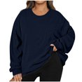 thumbnail image 2 of Ladies Fashion Sweatshirts Crew Neck Navy Solid Color Plush Corduroy Pullover Save 65% Instantly!, 2 of 7
