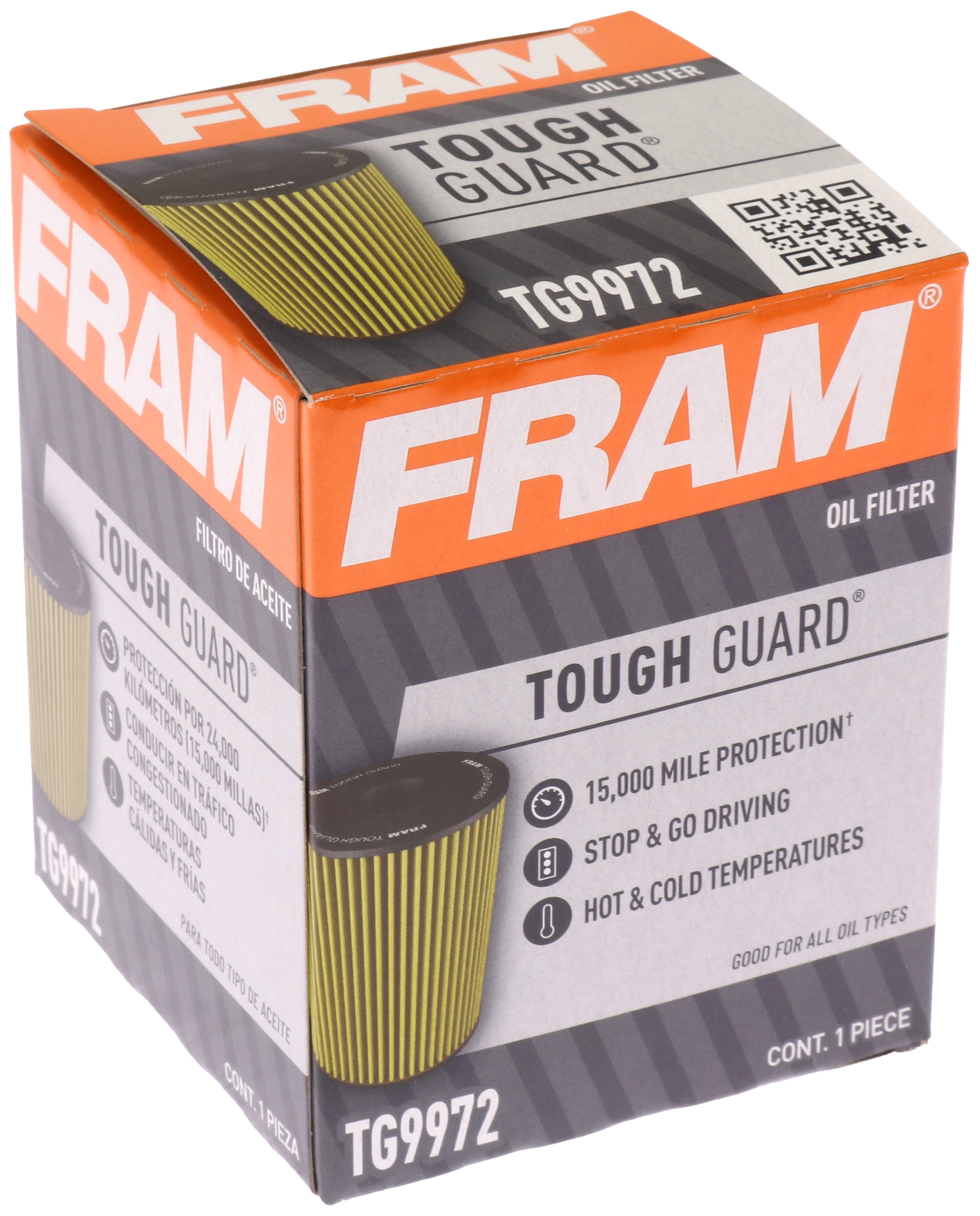 FRAM Tough Guard Filter TG9972, 15K mile Change Interval Oil Filter Fits select: 2006-2018 TOYOTA RAV4, 2007-2023 TOYOTA CAMRY