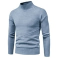 thumbnail image 3 of safuny Men's Basic Sweater Holiday Winter Tops Long Sleeve High Neck Sports Relaxed Casual Solid Fall Trendy Comfy Blue M, 3 of 8