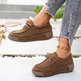 thumbnail image 4 of Modisza Women's Walking Loafers Slip on Comfortable Loafers Casual Shoes Lace Up Low Top Sneakers Ladies Canvas Work Loafer Brown Size 8, 4 of 7
