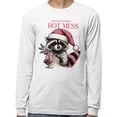 thumbnail image 2 of Raccoon Christmas Hot Mess Long Sleeve Shirt Unisex Large White, 2 of 5
