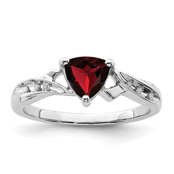 Auriga Fine Jewelry 925 Sterling Silver Diamond and Garnet Heart Engagement Ring Size 9 Valentine's Day Gift for Women