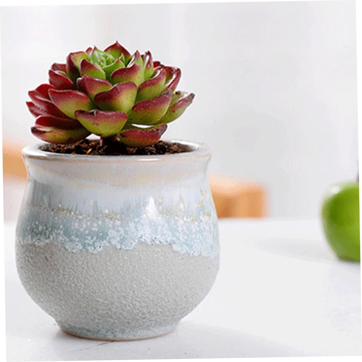 Mini Ceramic Flower Pots with Drainage Holes, Tiny Porcelain Planters for Home and Office Decor, Ideal for Succulent, Cactus, Herb, 6 PCS Set
