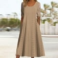 thumbnail image 1 of Pntutb Robe Grande Taille pour Femmes Pulpeuses Été Confort Mode Couleur Unie Poche Dentelle Manches Courtes Col Rond Robe Sélections Éclair, 1 of 6