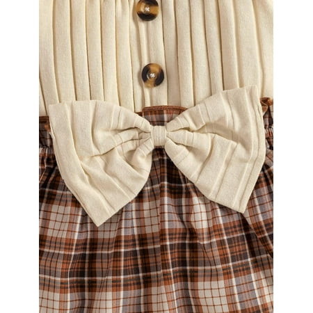 

Cute Tartan Print Boat Neck A Line Long Sleeve Multicolor Baby Dresses (Baby s)