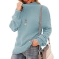 thumbnail image 2 of XFLWAM Womens Turtleneck Sweaters Batwing Long Sleeve Casual Loose Oversized Chunky Knit Pullover Jumper Tops Sky Blue M, 2 of 6