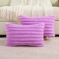 thumbnail image 1 of SURJDE Purple Striped Decorative Throw Pillow Covers 12x20 Inch Set of 2,Rectangle Fall Decorations Couch Lumbar Pillowcase,Soft Cozy Faux Rabbit & Velvet Back,Modern Home Decor for Bed, 1 of 6