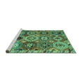 thumbnail image 2 of Ahgly Company Machine Washable Indoor Square Oriental Turquoise Blue Modern Area Rugs, 3' Square, 2 of 4