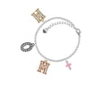 thumbnail image 2 of Delight Jewelry Silvertone Small Pink Crystal Cross Multi-Colored Crystal Mom Charm Bracelet, 2 of 4