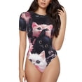 thumbnail image 1 of Balery Cute Kittens Group Portrait Body de cuello redondo de manga corta para mujer Tops de manga corta Tops básicos-Medium, 1 of 7
