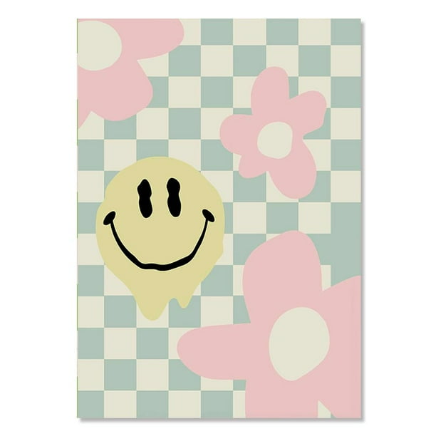 Pintura sobre lienzo en colores Pastel danés, póster estético a cuadros de cereza, flor sonriente, estampado de mariposa, decoración del hogar, arte de pared para guardería