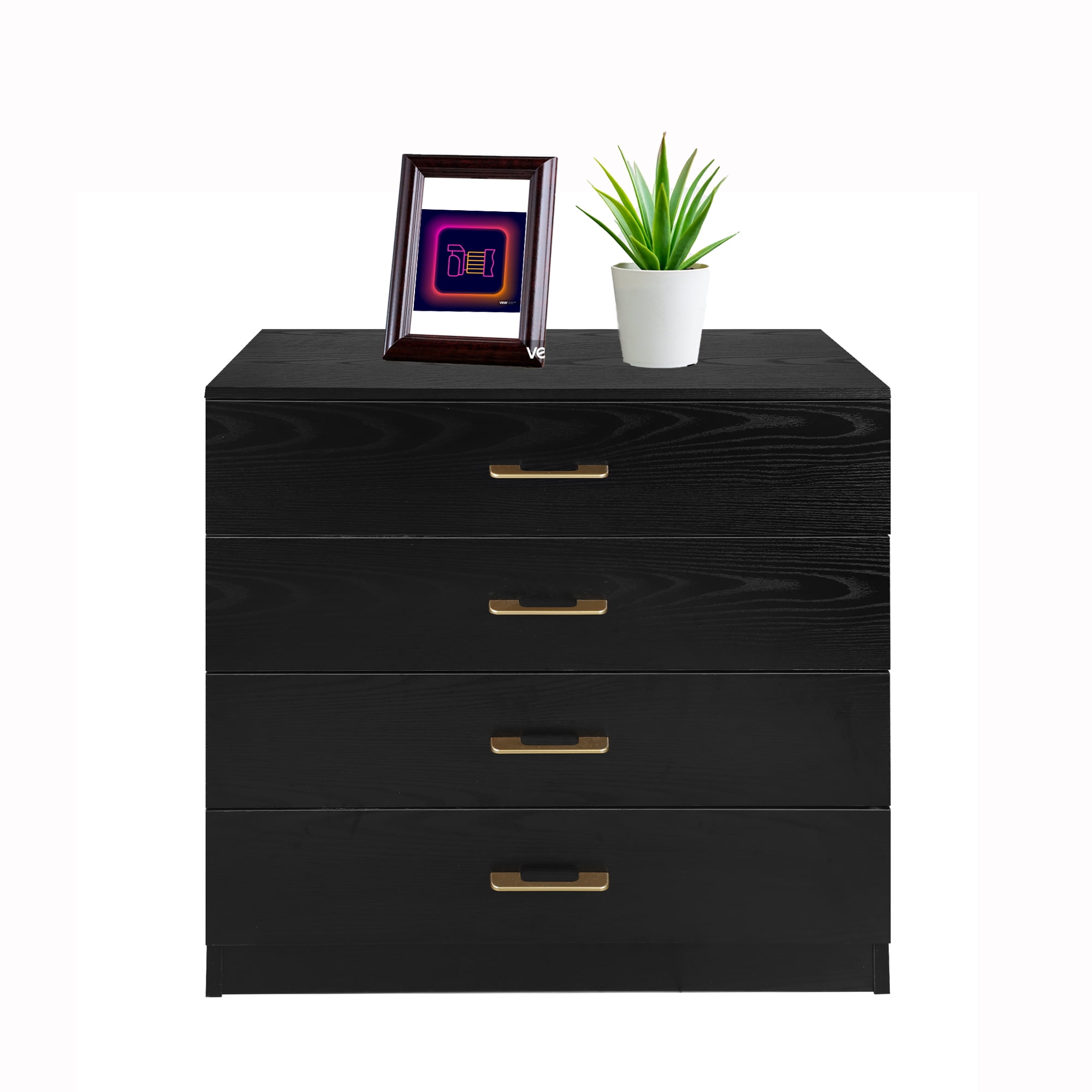 Modern Dressers for Bedroom, Heavy Duty Wooden 4 Sliding Drawer Chest