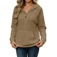 thumbnail image 2 of DailyTrove Women Cable Knit Henley Hooded Sweatshirt With Kangaroo Pocket Long Sleeve Tops, 2 of 8