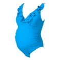 thumbnail image 5 of Wxolcjlv Womens Maternity Swimsuit One Piece Ruffle Shoulder V Neck Sleeveless Ruched Pregnancy Bathing Suit, 5 of 8
