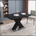 thumbnail image 6 of Modern Square Dining Table,Stretchable,Printed Black Marble Table Top+MDF X-Shape Table Leg with Metal Base, 6 of 14
