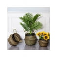 thumbnail image 3 of Folding Straw Wicker Storage Basket Dual Handle Plant Basket Decorative Flower Pots Outdoor Indoor for Home Garden, 3 of 3