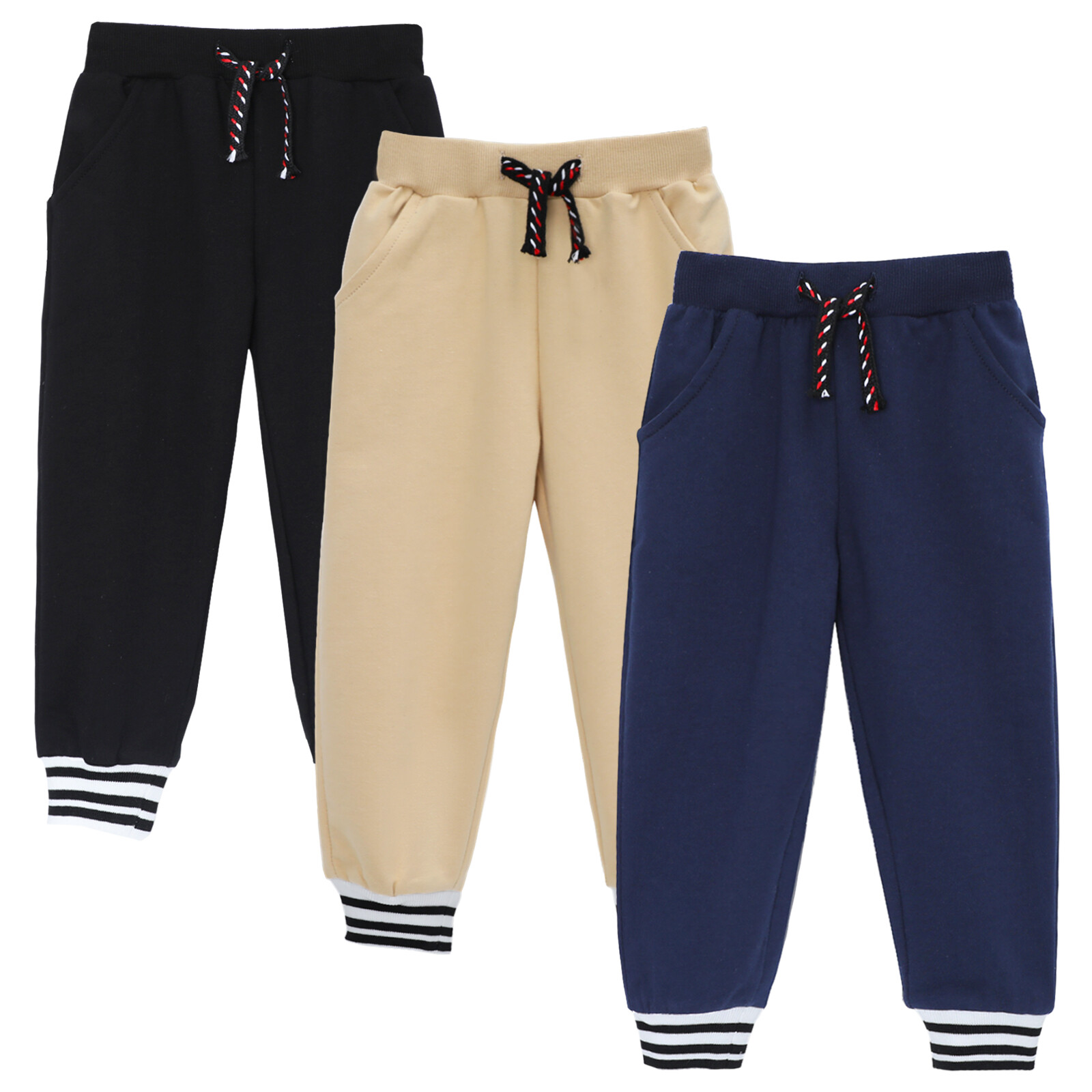 HILEELANG Toddler Boys Jogger Sweatpants, 3-Pack photo 2