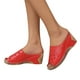 thumbnail image 3 of Bmisegm Ladies Fashion Solid Color Leather Cutout Open Toe Wedge Roman Sandals Sandals Women Summer Red 9, 3 of 8