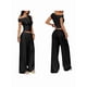 thumbnail image 3 of Conjuntos de Dos Piezas para Mujer, Top Corto Informal de un Solo Hombro, Pantalones Anchos y Conjuntos Y2K A Juego. Negro M, 3 of 7